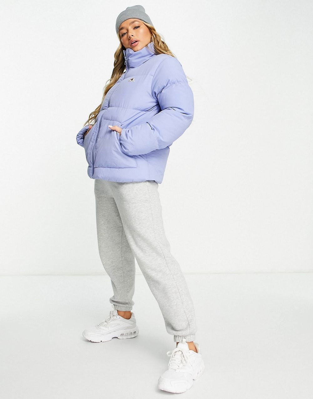 Small Logo Puffer Jacket In Blue - Imagem 3