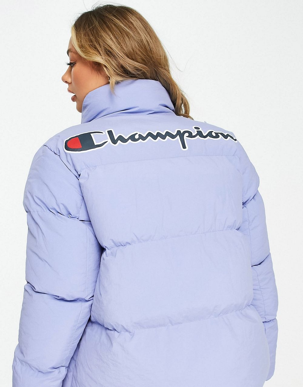 Small Logo Puffer Jacket In Blue - Imagem 4